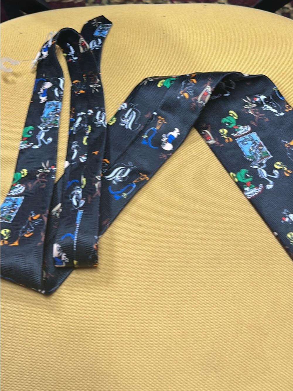 Black Novelty Character Print Men's Tie